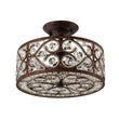 Load image into Gallery viewer, LightFixturesUSA - Moroccan Antique Crystal Drum Cage Semi Flush Mount - Ceiling Light - 13 in. -