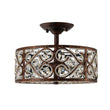 Load image into Gallery viewer, LightFixturesUSA - Moroccan Antique Crystal Drum Cage Semi Flush Mount - Ceiling Light - 13 in. -
