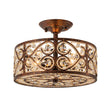 Load image into Gallery viewer, LightFixturesUSA - Moroccan Antique Crystal Drum Cage Semi Flush Mount - Ceiling Light - 13 in. -