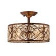 Load image into Gallery viewer, LightFixturesUSA - Moroccan Antique Crystal Drum Cage Semi Flush Mount - Ceiling Light - 13 in. -