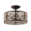 Load image into Gallery viewer, LightFixturesUSA - Moroccan Antique Crystal Drum Cage Semi Flush Mount - Ceiling Light - 13 in. -