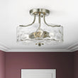 Load image into Gallery viewer, LightFixturesUSA-Nickel Hammered Glass Semi Flush-Ceiling Light--