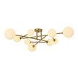 Load image into Gallery viewer, LightFixturesUSA - Opal Glass Bubble Brass Linear Sputnik Semi Flush Mount - Ceiling Light - Brass -