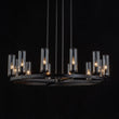 Load image into Gallery viewer, LightFixturesUSA - (OpenBox) 12 - Light Clear Glass Shade Wagon Wheel Chandelier - Chandelier - Black -