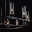 Load image into Gallery viewer, LightFixturesUSA - (OpenBox) 12 - Light Clear Glass Shade Wagon Wheel Chandelier - Chandelier - Black -