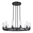 Load image into Gallery viewer, LightFixturesUSA - (OpenBox) 12 - Light Clear Glass Shade Wagon Wheel Chandelier - Chandelier - Black -
