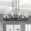 Load image into Gallery viewer, LightFixturesUSA - (OpenBox) 12 - Light Clear Glass Shade Wagon Wheel Chandelier - Chandelier - Black -