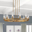 Load image into Gallery viewer, LightFixturesUSA - (OpenBox) 12 - Light Clear Glass Shade Wagon Wheel Chandelier - Chandelier - Brass -