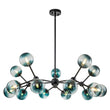 Load image into Gallery viewer, LightFixturesUSA - (OpenBox) 15 - Light Blue Glass Globe Bubble Sputnik Branch Chandelier - Chandelier - Black -