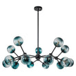 Load image into Gallery viewer, LightFixturesUSA - (OpenBox) 15 - Light Blue Glass Globe Bubble Sputnik Branch Chandelier - Chandelier - Black -