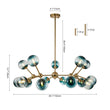 Load image into Gallery viewer, LightFixturesUSA - (OpenBox) 15 - Light Blue Glass Globe Bubble Sputnik Branch Chandelier - Chandelier - Black -