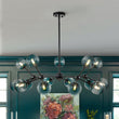 Load image into Gallery viewer, LightFixturesUSA - (OpenBox) 15 - Light Blue Glass Globe Bubble Sputnik Branch Chandelier - Chandelier - Black -