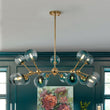 Load image into Gallery viewer, LightFixturesUSA - (OpenBox) 15 - Light Blue Glass Globe Bubble Sputnik Branch Chandelier - Chandelier - Gold -