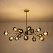 Load image into Gallery viewer, LightFixturesUSA - (OpenBox) 15 - Light Branch Blue Glass Globe Bubble Chandelier - Chandelier - Black - 15 - Lt