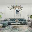 Load image into Gallery viewer, LightFixturesUSA - (OpenBox) 15 - Light Branch Blue Glass Globe Bubble Chandelier - Chandelier - Black - 15 - Lt