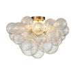Load image into Gallery viewer, LightFixturesUSA - (OpenBox) 3 - Light Cluster Ribbed Glass Bubble Semi Flush Chandelier - Chandelier - Brass - 3 - Lt