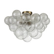 Load image into Gallery viewer, LightFixturesUSA - (OpenBox) 3 - Light Cluster Ribbed Glass Bubble Semi Flush Chandelier - Chandelier - Brass - 3 - Lt