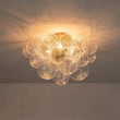 Load image into Gallery viewer, LightFixturesUSA - (OpenBox) 3 - Light Cluster Ribbed Glass Bubble Semi Flush Chandelier - Chandelier - Brass - 3 - Lt