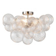Load image into Gallery viewer, LightFixturesUSA - (OpenBox) 3 - Light Cluster Ribbed Glass Bubble Semi Flush Chandelier - Chandelier - Nickel - 3 - Lt