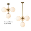 Load image into Gallery viewer, LightFixturesUSA - (OpenBox) 4 - Light Opal Glass Globe Sputnik Semi Flush Chandelier - Ceiling Light - Black -