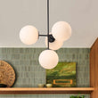 Load image into Gallery viewer, LightFixturesUSA - (OpenBox) 4 - Light Opal Glass Globe Sputnik Semi Flush Chandelier - Ceiling Light - Black -