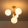 Load image into Gallery viewer, LightFixturesUSA - (OpenBox) 4 - Light Opal Glass Globe Sputnik Semi Flush Chandelier - Ceiling Light - Black -