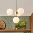 Load image into Gallery viewer, LightFixturesUSA - (OpenBox) 4 - Light Opal Glass Globe Sputnik Semi Flush Chandelier - Ceiling Light - Brass -