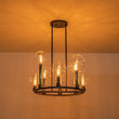 Load image into Gallery viewer, LightFixturesUSA - (OpenBox) 8 - Light Glass Globe Wagon Wheel Chandelier - Chandelier - Black -