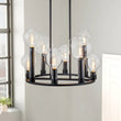 Load image into Gallery viewer, LightFixturesUSA - (OpenBox) 8 - Light Glass Globe Wagon Wheel Chandelier - Chandelier - Black -