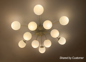 LightFixturesUSA - (OpenBox) Blossom 12 - Light Opal Glass Bubble Semi Flush Chandelier - Chandelier - 12 - Lt - Brass