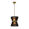 Load image into Gallery viewer, LightFixturesUSA - (OpenBox) Boho 2 - Tier Woven Thread Tapered Drum Pendant Light - Chandelier - Black - Large -