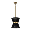 Load image into Gallery viewer, LightFixturesUSA - (OpenBox) Boho 2 - Tier Woven Thread Tapered Drum Pendant Light - Chandelier - Black - Large -