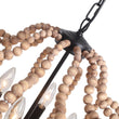 Load image into Gallery viewer, LightFixturesUSA - (OpenBox) Boho 4 - Light Wood Beaded Lantern Pendant - Chandelier - Brown Wood + Matte Black Metal -