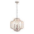 Load image into Gallery viewer, LightFixturesUSA - (OpenBox) Boho 4 - Light Wood Beaded Lantern Pendant - Chandelier - White Wood + Rough Grey Metal -