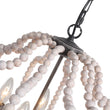 Load image into Gallery viewer, LightFixturesUSA - (OpenBox) Boho 4 - Light Wood Beaded Lantern Pendant - Chandelier - White Wood + Rough Grey Metal -