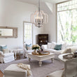 Load image into Gallery viewer, LightFixturesUSA - (OpenBox) Boho 4 - Light Wood Beaded Lantern Pendant - Chandelier - White Wood + Rough Grey Metal -