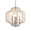 Load image into Gallery viewer, LightFixturesUSA - (OpenBox) Boho 4 - Light Wood Beaded Lantern Pendant - Chandelier - White Wood + Rough Grey Metal -