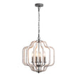 Load image into Gallery viewer, LightFixturesUSA - (OpenBox) Boho 4 - Light Wood Beaded Lantern Pendant - Chandelier - White Wood + Rough Grey Metal -