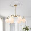 Load image into Gallery viewer, LightFixturesUSA - (OpenBox) Brass 6 - Light Milky White Globe Round Chandelier - Chandelier - 6 - Lt - Brass