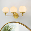 Load image into Gallery viewer, LightFixturesUSA - (OpenBox) Brass Daisy 3 - Light Opal Glass Globe Vanity Light - Wall Sconce - Brass -