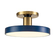Load image into Gallery viewer, LightFixturesUSA - (OpenBox) Contemporary Brass Blue Round LED Semi Flush Lighting - Ceiling Light -
