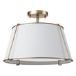 Load image into Gallery viewer, LightFixturesUSA - (OpenBox) Contemporary Wide Linen Drum Brass Semi Flush Mount - Ceiling Light - 4 - Lt - Brass