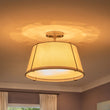 Load image into Gallery viewer, LightFixturesUSA - (OpenBox) Contemporary Wide Linen Drum Brass Semi Flush Mount - Ceiling Light - 4 - Lt - Brass