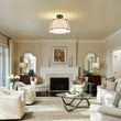 Load image into Gallery viewer, LightFixturesUSA - (OpenBox) Contemporary Wide Linen Drum Brass Semi Flush Mount - Ceiling Light - 4 - Lt - Brass