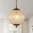 Load image into Gallery viewer, LightFixturesUSA - (OpenBox) French Antique Brass Crystal Globe Chandelier - Chandelier - L / 5 - Lt -
