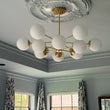 Load image into Gallery viewer, LightFixturesUSA - (OpenBox) Opal Glass Globe Sputnik Chandelier - Chandelier -