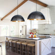 Load image into Gallery viewer, LightFixturesUSA - (OpenBox) Oversized Metal Dome Pendant Light - Chandelier - Black - 15 in.