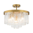 Load image into Gallery viewer, LightFixturesUSA - (OpenBox) Tiered Hammered Water Glass Round Semi Flush Mount - Ceiling Light - Black -