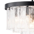 Load image into Gallery viewer, LightFixturesUSA - (OpenBox) Tiered Hammered Water Glass Round Semi Flush Mount - Ceiling Light - Black -