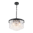 Load image into Gallery viewer, LightFixturesUSA - (OpenBox) Tiered Hammered Water Glass Round Semi Flush Mount - Ceiling Light - Black -